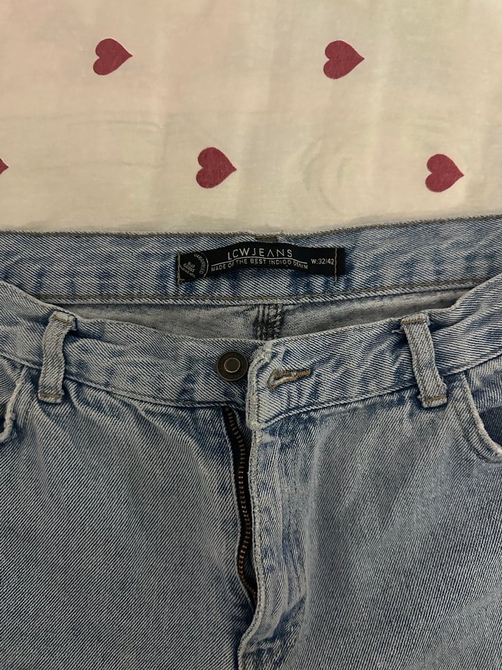 Gri Mavi Bol Kesim Midi Denim Kadın Kot - Görsel 4