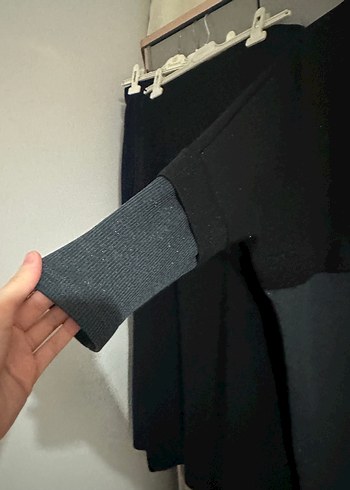 Siyah Gri Uzun Kollu Kadın Kazak - Görsel 6