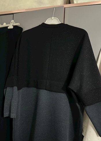 Siyah Gri Uzun Kollu Kadın Kazak - Görsel 2