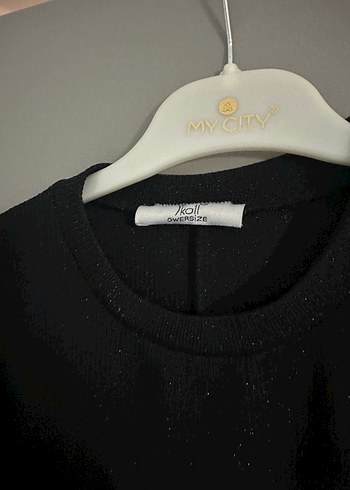 Siyah Gri Uzun Kollu Kadın Kazak - Görsel 4