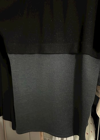 Siyah Gri Uzun Kollu Kadın Kazak - Görsel 5