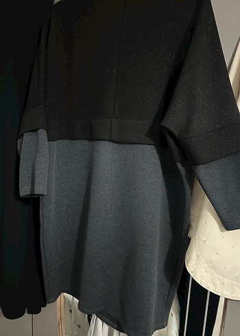 Siyah Gri Uzun Kollu Kadın Kazak - Görsel 3