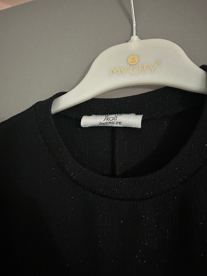 Siyah Gri Uzun Kollu Kadın Kazak - Görsel 4