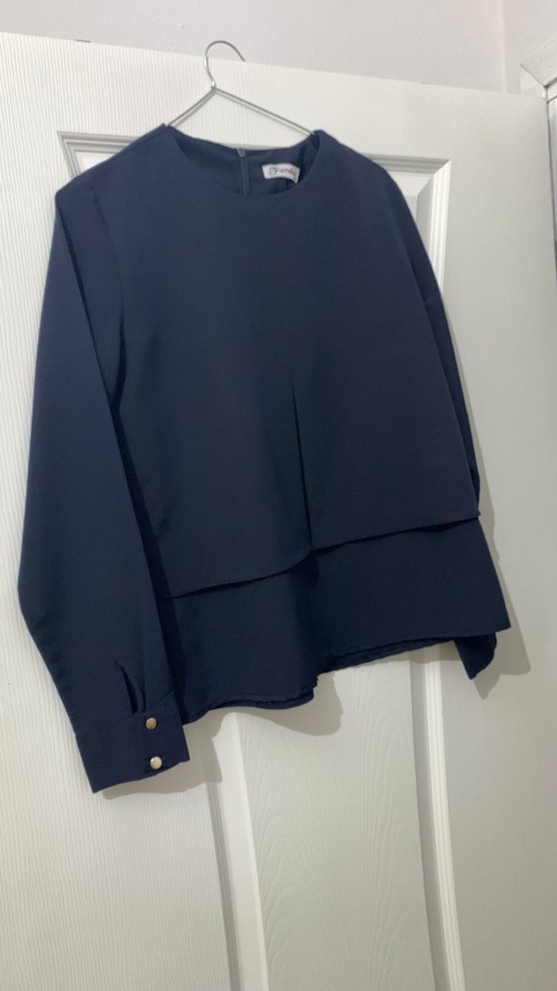 Düğmeli Lacivert Kadın Ceket - Görsel 5