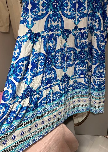 Uzun Mavi Bohem Elbise Boncuk Detaylı yeni hiç giyilmedi - Görsel 3