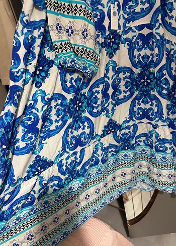 Uzun Mavi Bohem Elbise Boncuk Detaylı yeni hiç giyilmedi - Görsel 5