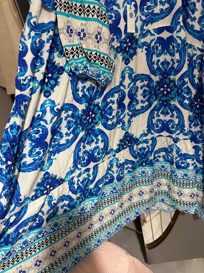 Uzun Mavi Bohem Elbise Boncuk Detaylı yeni hiç giyilmedi - Görsel 5