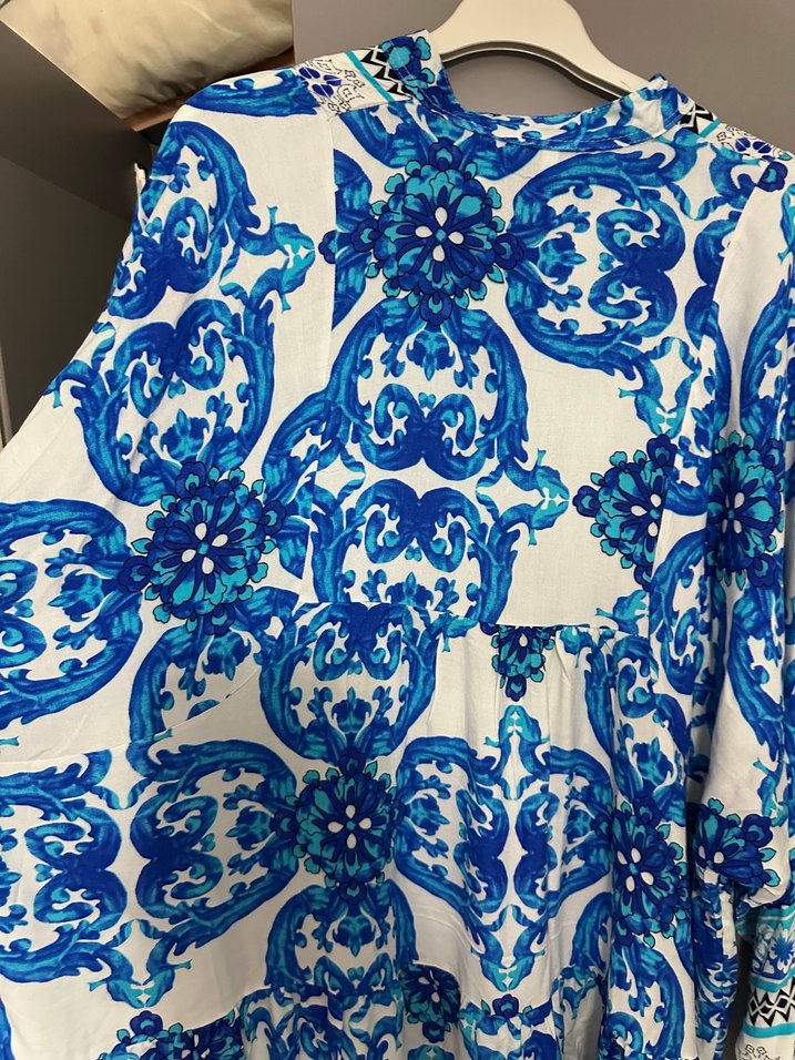 Uzun Mavi Bohem Elbise Boncuk Detaylı yeni hiç giyilmedi - Görsel 4