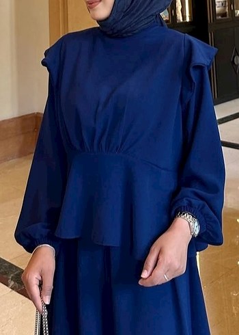 Zara Lacivert Uzun Drapeli Kadın Etekli Takım