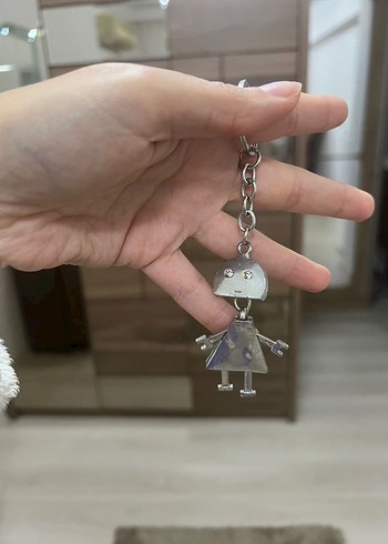 Diğer Gri Zincir Detaylı Robot Kadın Anahtarlık