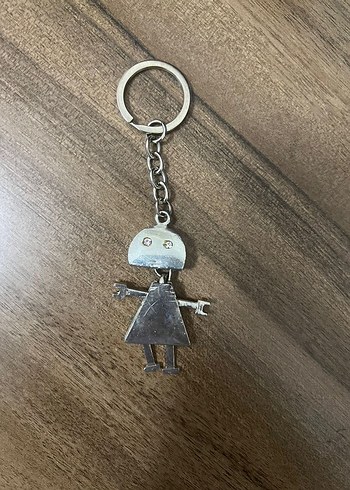 Beden gri Renk Gri Zincir Detaylı Robot Kadın Anahtarlık