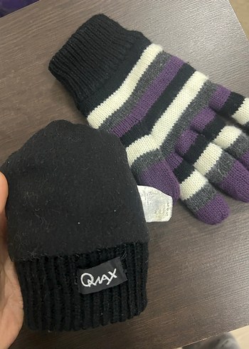 Kadın Mor Çizgili Örgü Eldiven - Görsel 2