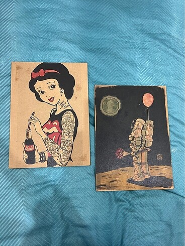 Kedi astronot pamuk prenses tablo