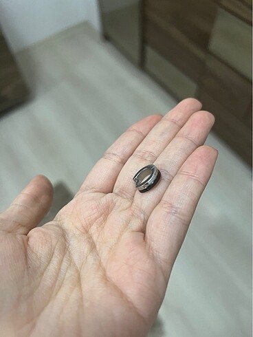 Gri siyah erkek çelik vintage halka küpe - Görsel 2