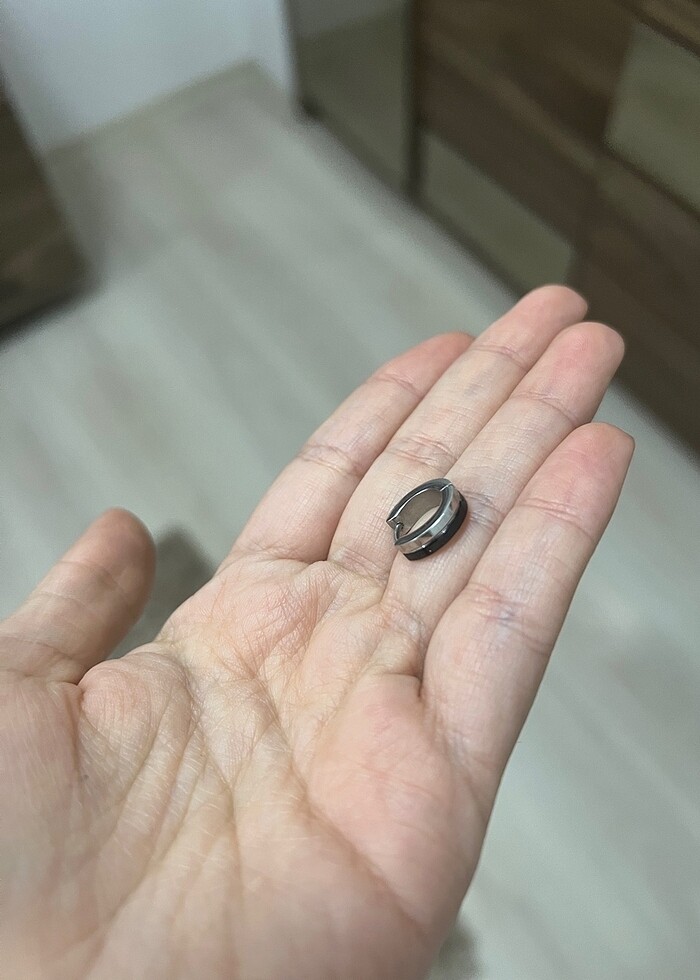 Gri siyah erkek çelik vintage halka küpe - Görsel 2