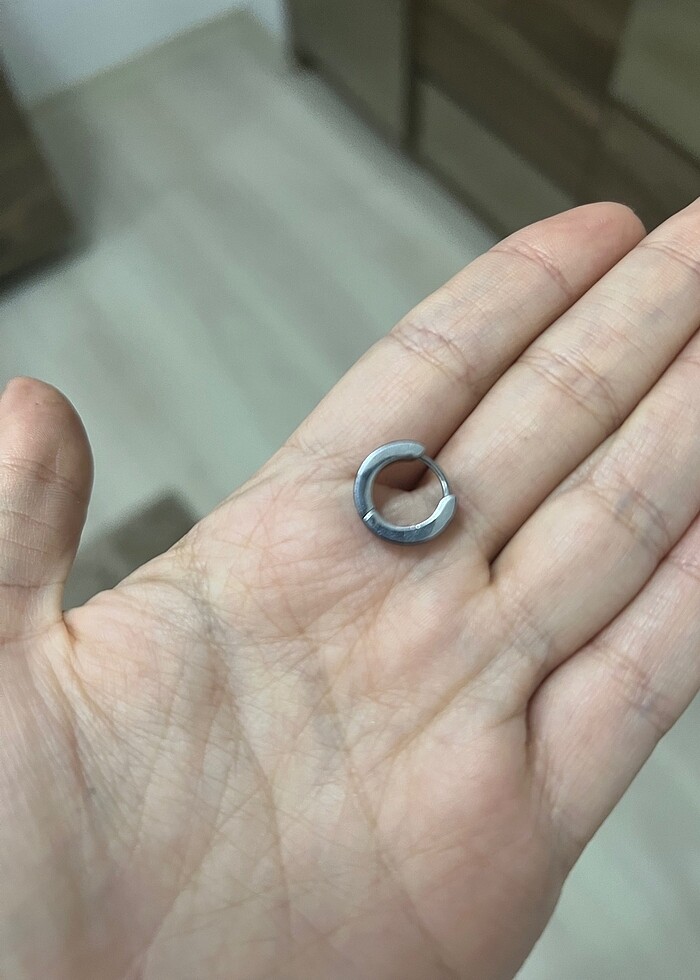 Gri siyah erkek çelik vintage halka küpe - Görsel 3