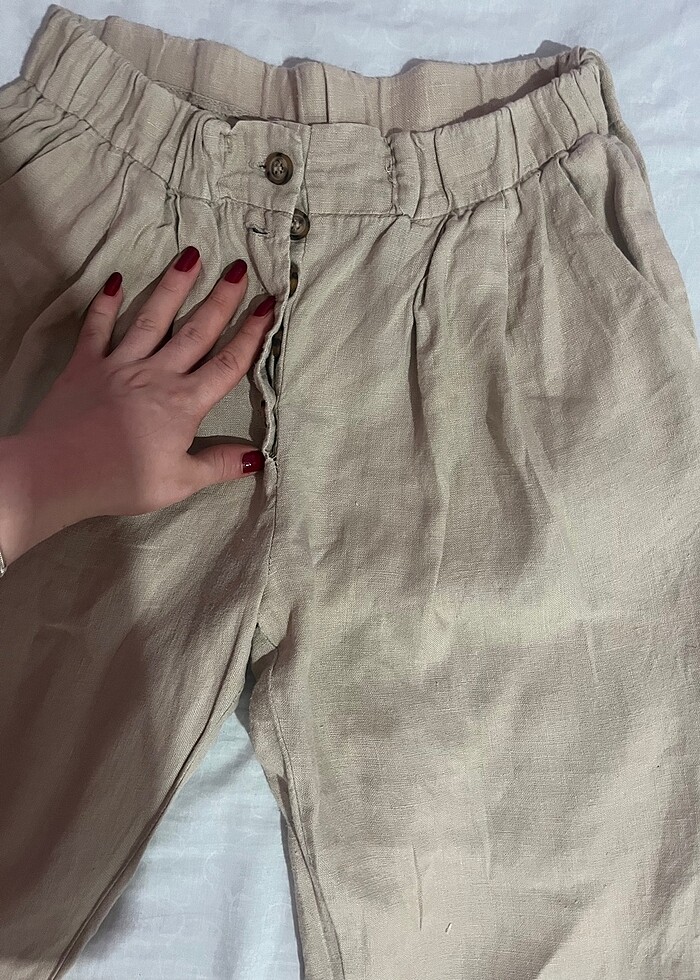 Ham Keten pantolon - Görsel 2