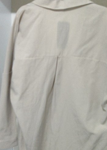 Bej Düğmeli Kadın Oversize Gömlek - Görsel 4