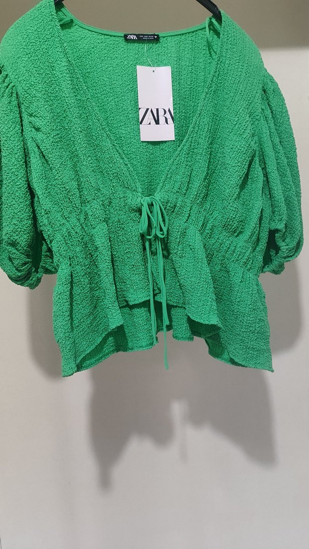 Yeşil Bağlamalı Bluz - Görsel 3