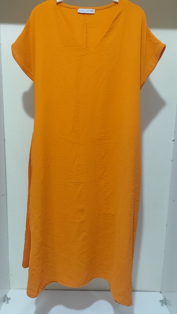 Turuncu Midi yazlık  Elbise - Görsel 3