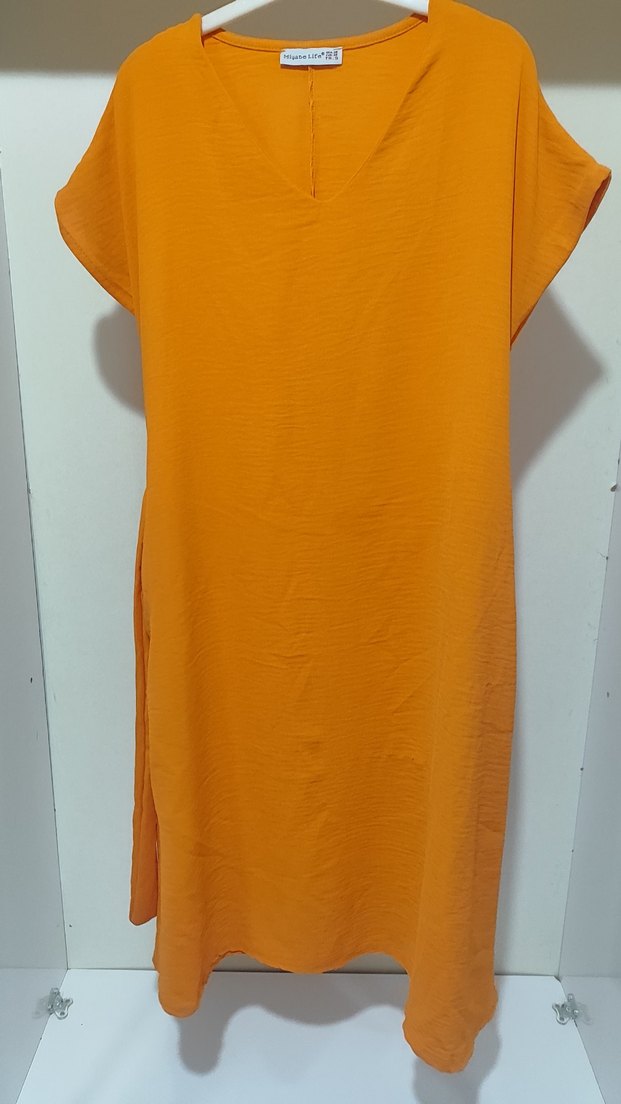 Turuncu Midi yazlık  Elbise - Görsel 2