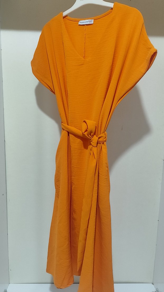 Turuncu Midi yazlık  Elbise - Görsel 4