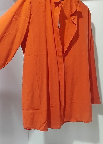 Turuncu oversize Kadın Gömlek - Görsel 3