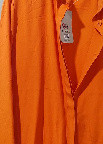 Turuncu oversize Kadın Gömlek - Görsel 2