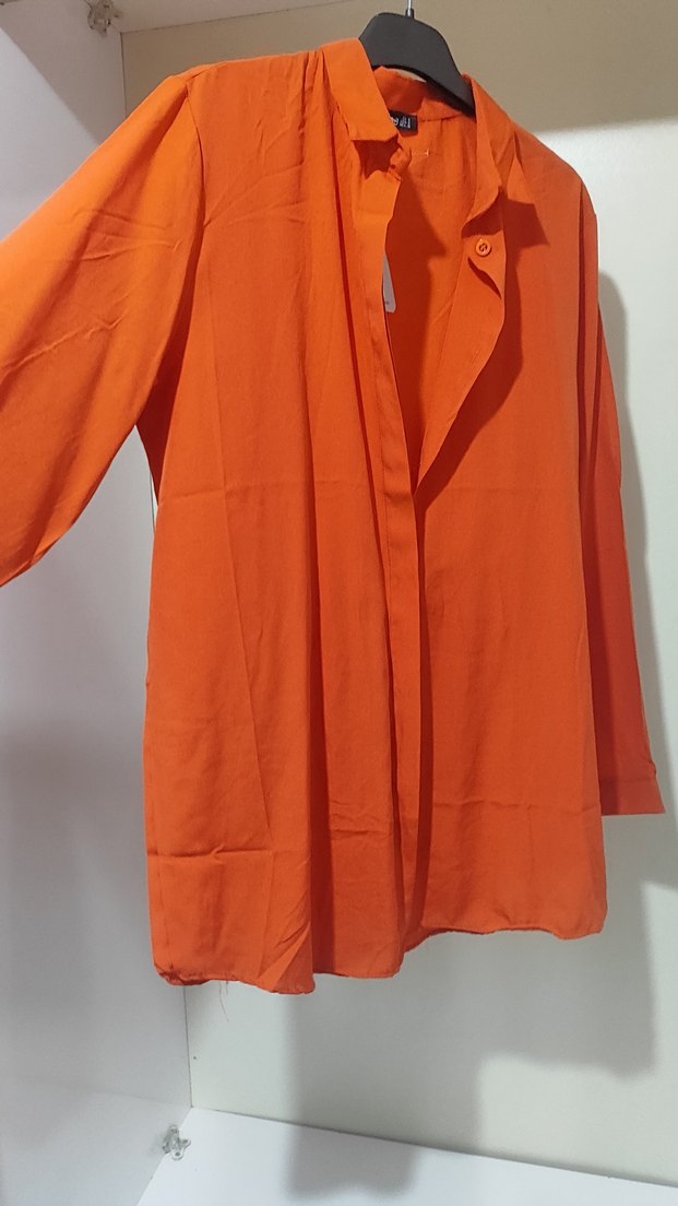 Turuncu oversize Kadın Gömlek - Görsel 3