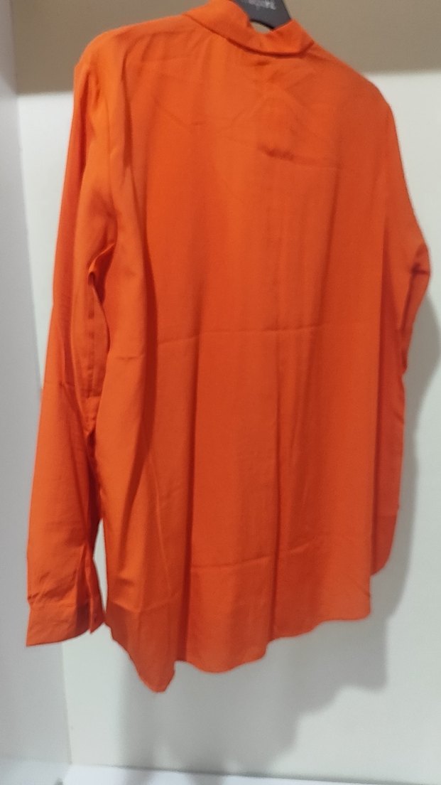 Turuncu oversize Kadın Gömlek - Görsel 4