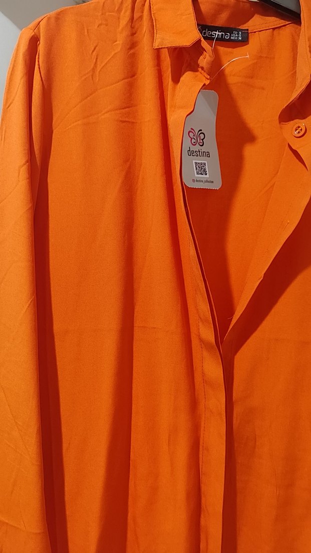 Turuncu oversize Kadın Gömlek - Görsel 2