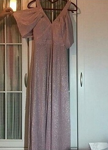 Pudra pembe ışıltılı elbise