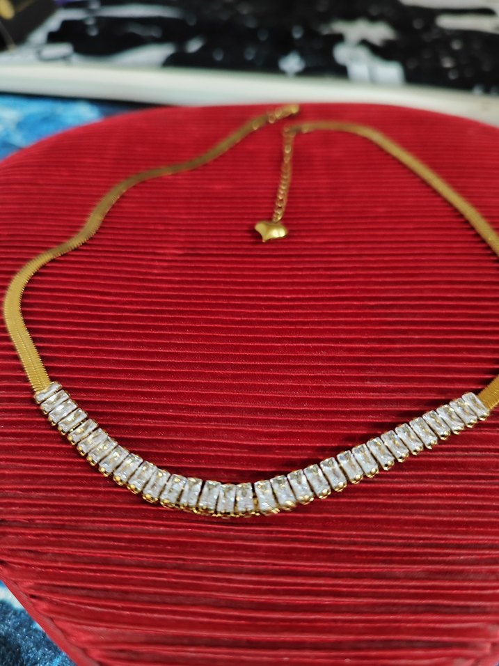 Çelik italyan zincirli Swarovski kolye - Görsel 2