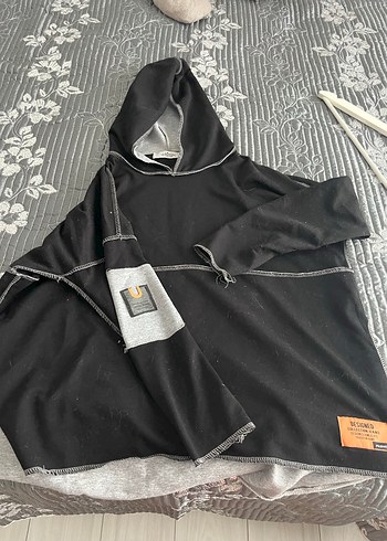m Beden gri Renk Kapüşonlu, Fermuarlı Gri Kadın Sweatshirt