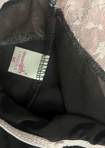 Victoria s Secret Pembe Siyah Dantel Detaylı Midi Gecelik