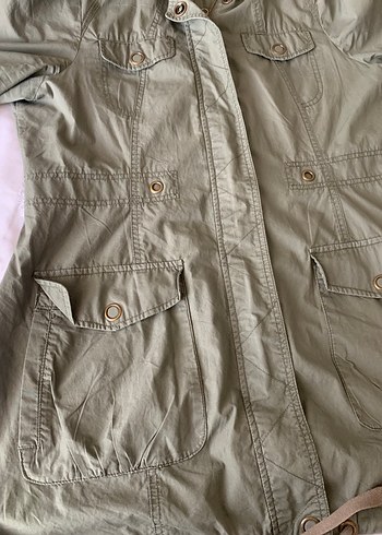 Kadın Haki Uzun Kollu Keten Düğmeli Ceket - Görsel 5