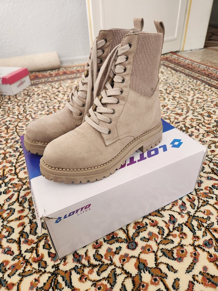 Bej Süet Platform Topuklu Kadın Bot - Görsel 2