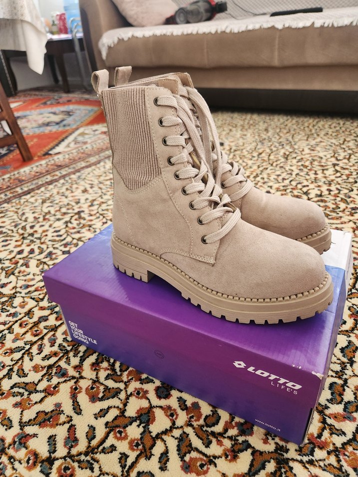 Bej Süet Platform Topuklu Kadın Bot - Görsel 3