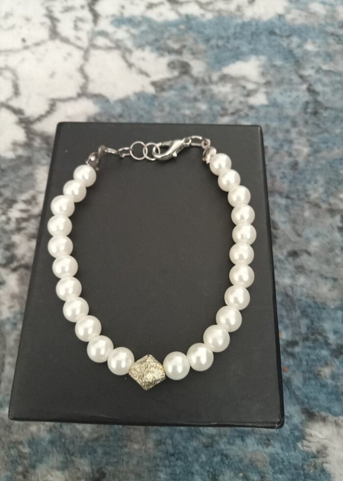 3 tane kristal boncuklu el yapımı bileklik  - Görsel 2