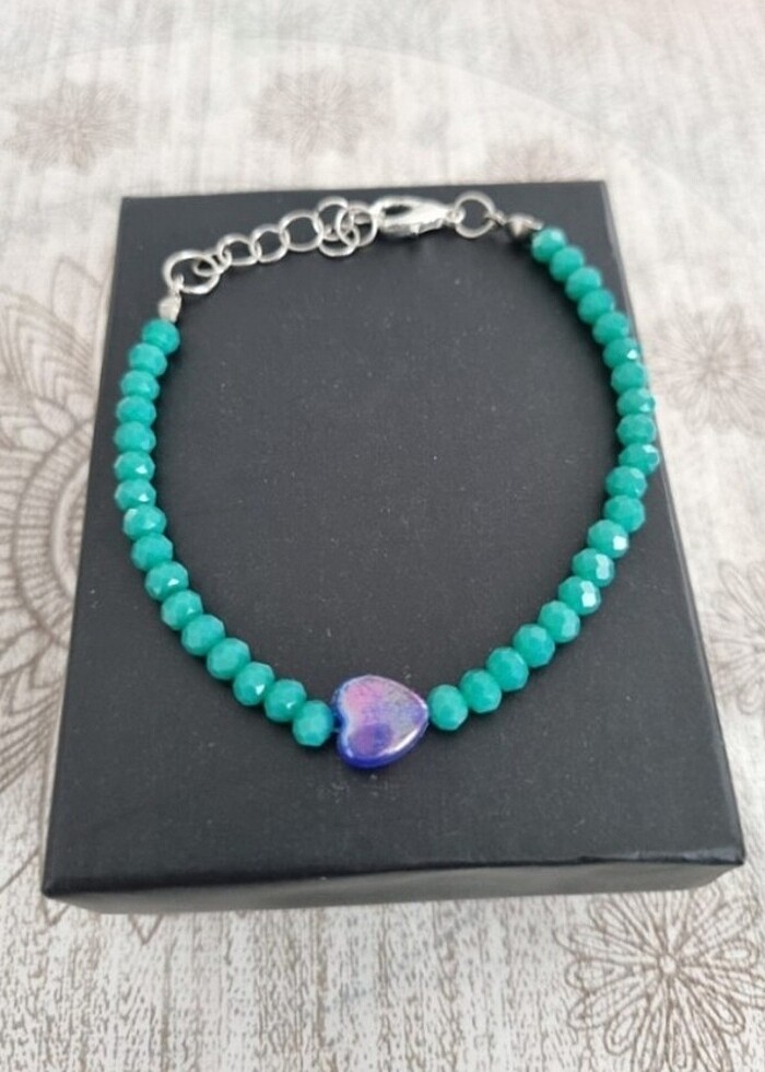 3 tane kristal boncuklu el yapımı bileklik  - Görsel 3