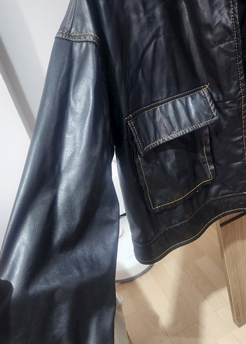 Siyah Deri Kadın Ceket - ATEKS - Görsel 2
