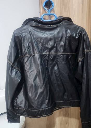 Siyah Deri Kadın Ceket - ATEKS - Görsel 4