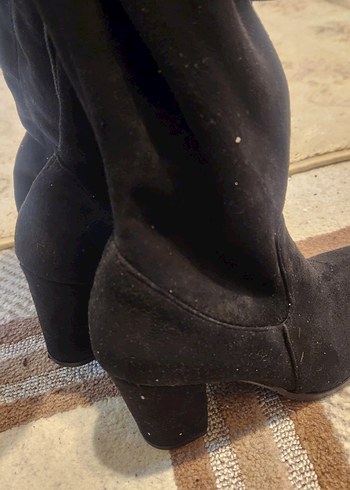 Siyah Süet Dizüstü İnce Topuklu Çizme - Görsel 5