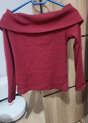 Bordo Fermuarlı Uzun Kollu Kadın Kazak - Görsel 3