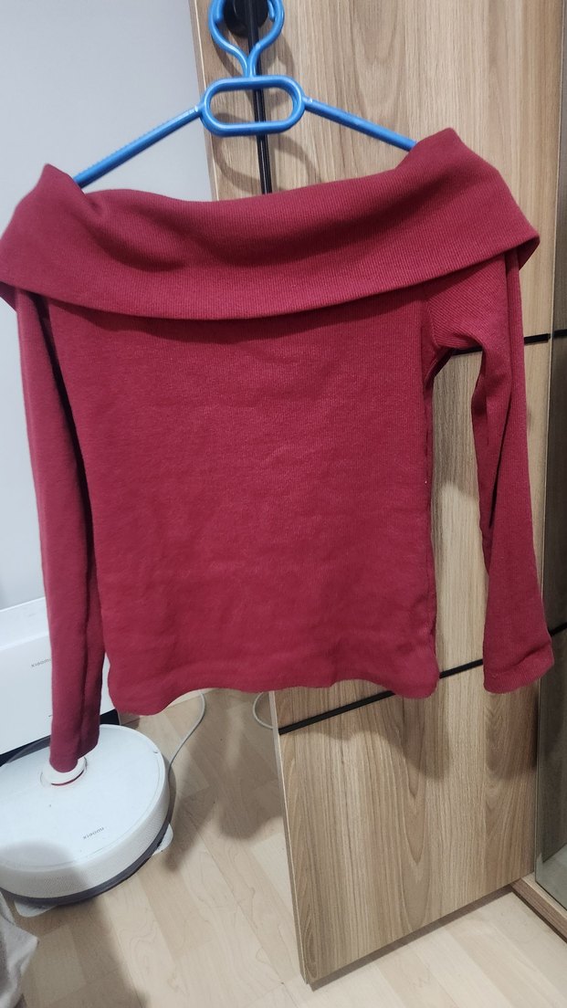 Bordo Fermuarlı Uzun Kollu Kadın Kazak - Görsel 3