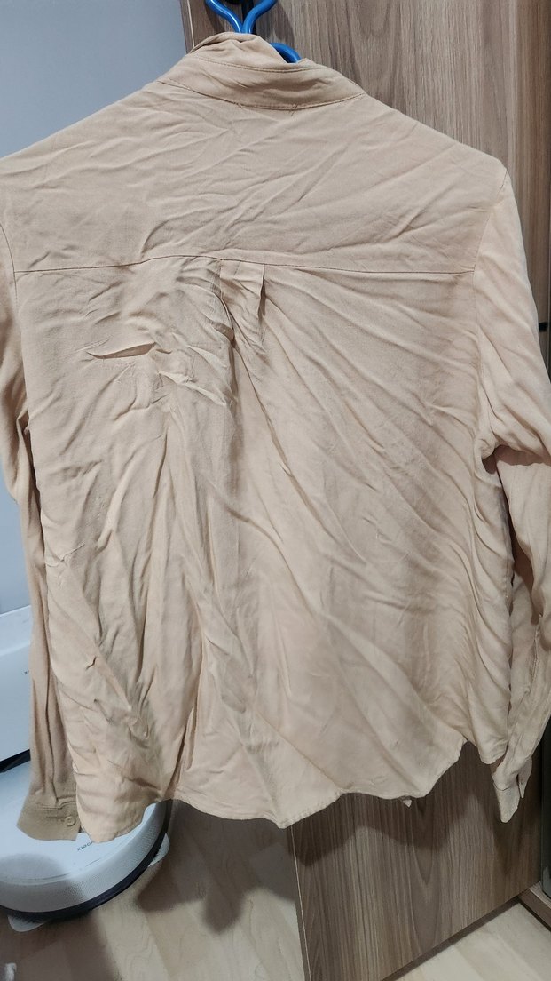 Bej Drapeli Leopar Detaylı Uzun Kollu Kadın Gömlek - Görsel 2