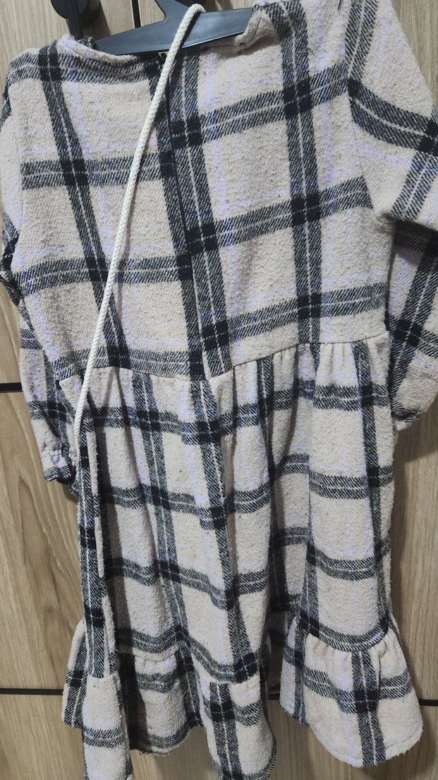 Kareli Triko Kız Elbise - Görsel 2