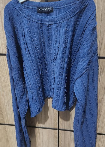 Lacivert Bol Kesim Midi Kadın Keten Pantolon - Görsel 4