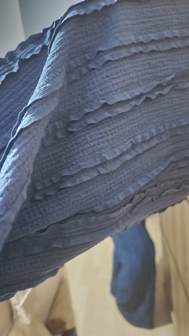 Lacivert Bol Kesim Midi Kadın Keten Pantolon - Görsel 3