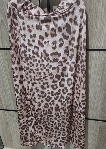 Leopar Desenli Kahverengi Uzun Etek - Görsel 2